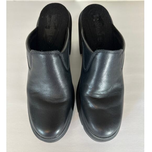 Timberland Allington Heights Clogs Block Heel Leather Black Slip On Size 9 - Picture 4 of 11